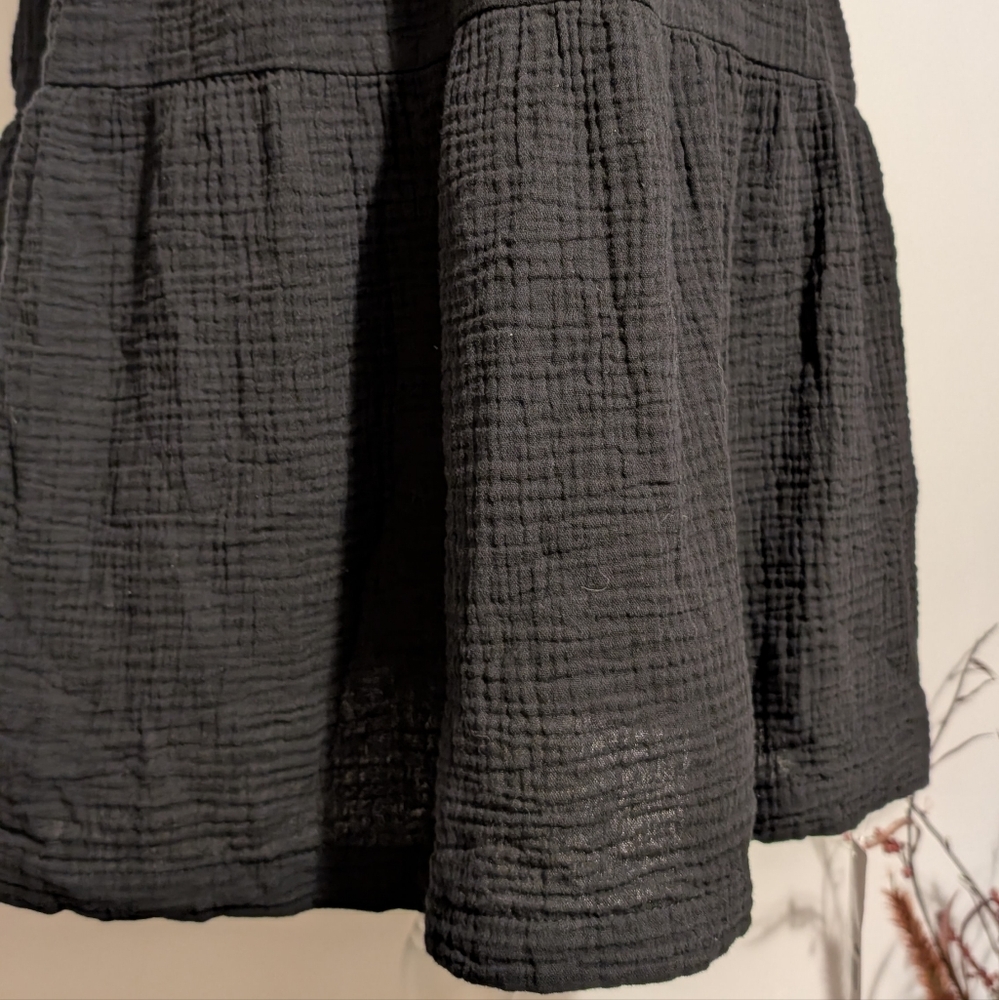 Gap Black Short Sleeve Dress Women's XS  V Neck Cotton Loose Fitting Nwt - Picture 2 of 16